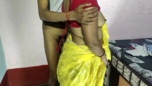 Munna fucks step mother in the ass in saree before going to the party in Hindi voice